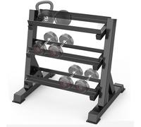 RASTRELLIERA 3 LIVELLI SUPPORTO RACK PORTA MANUBRI PESI ESPOSITORE PALESTRA CASA