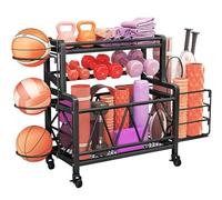 Rastrelliera per Manubri con Ruote Per Attrezzatura da Allenamento Supporto Pesi Attrezzi Yoga Tappetini Kettlebell Rack Palestra Domestica Gym