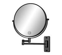 FFowcye Specchio ingranditore da parete da 20,3 cm, specchio da barba double-face 1X/10X, con braccio girevole a 360° ed estensibile, per bagno, nero, senza luce
