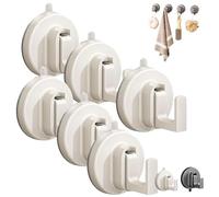 Ffunhoo Heavy Suction Cups Without Bore, No Drill Wall Hanger, Suction Cup Hooks, Non-damaging Suction Cup, Suitable for Bathroom, Kitchen, Glass & Tile Organization (White,6pcs)