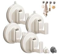 Ffunhoo Heavy Suction Cups Without Bore, No Drill Wall Hanger, Suction Cup Hooks, Non-damaging Suction Cup, Suitable for Bathroom, Kitchen, Glass & Tile Organization (White,4pcs)