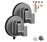 Ffunhoo Heavy Suction Cups Without Bore, No Drill Wall Hanger, Suction Cup Hooks, Non-damaging Suction Cup, Suitable for Bathroom, Kitchen, Glass & Tile Organization (Black,2pcs)
