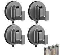 Ffunhoo Heavy Suction Cups Without Bore, Suction Cup Hooks for Glass Window, No-Drill Peel & Stick Waterproof Reusable Hooks, for Bathroom, Kitchen, Glass & Tile Organization (4pcs)