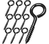 FFWHKON 10 bulloni a occhiello in acciaio inox da 6,3 cm, ganci a occhiello neri per legno