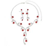 FFWTPY Set Gioielli Donna Floreale Collana Orecchini Strass Cristallo Brillante Elegante Cerimonia Matrimonio Accessori
