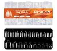 FFWTPY 2 Pezzi Set Unghie Finte 600 Tips Trasparenti Lunghe Ovali 500 Tips Pedicure Quadrate Kit Professionale Nail Art