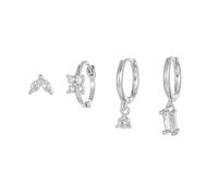 FFWTPY 4 Pezzi Orecchini Cerchio Zirconia Cubica Brillanti Cerchietti Argento Piccoli Pendenti Cristallo Eleganti