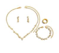 FFWTPY 4 Pezzi Set Gioielli Donna Cristallo Brillante Collana Bracciale Orecchini Anello Elegante Parure Matrimonio Cerimonia