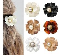 FFWTPY 6 Pezzi Mollette Capelli Fiore Perla Eleganti Fermagli Acconciatura Accessori Capelli Donna Pinze Capelli Decorative