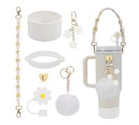 FFWTPY Accessori Set per Stanley Cup Set di 7 Incluse 1 Protezione in Silicone per la Stanley Cup 1 Tappi in Cannucce Silicone Stanley Cup Accessori per Stanley Cup 800ml e 1100 (Bianco)