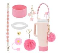 FFWTPY Accessori Set per Stanley Cup Set di 7 Incluse 1 Protezione in Silicone per la Stanley Cup 1 Tappi in Cannucce Silicone Stanley Cup Accessori per Stanley Cup 800ml e 1100 (Rosa)