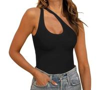 FFWTPY Body Donna senza Maniche Monospalla Asimmetrico Bodysuit Contenitivo Modellante Outfit Estivi Bodysuit Elegante versatile Top Aderente