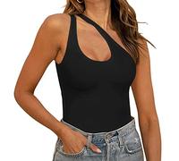 FFWTPY Body Donna senza Maniche Monospalla Asimmetrico Bodysuit Contenitivo Modellante Outfit Estivi Skims Bodysuit Elegante versatile Top Aderente