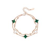 FFWTPY Bracciale a quadrifoglio Donna Argento 925 Braccialetto Malachite Onice Nero Bracciali Catena in Acciaio Inox per Ragazze Regalo Natale Compleanno Festa Della Mamma (Oro verde)