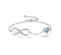 FFWTPY Bracciale Simbolo Infinito Cuore Cristallo Azzurro Catena Regolabile Argento Elegante Gioiello Donna