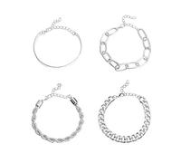 FFWTPY Bracciali In Acciaio Inossidabile Set Da 4 Pezzi Gioielli Da Donna Bracciali Eleganti In Oro Accessori Di Moda Per Tutte Le Occasioni Regolabili E Resistenti