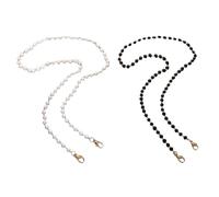 FFWTPY Catena per Occhiali Donna 2 Pezzi Catenella da Antiscivolo Elegante Perline Laccio Regolabile Occhiali Catena Maschere Laccetti Cordino Supporto Vista Sole