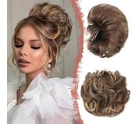 FFWTPY Chignon Riccio Messy Coda Capelli Sintetici Posticcio Acconciatura Updo Elastico Pettine Integrato (Castano Chiaro)