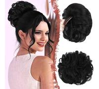 FFWTPY Chignon Riccio Messy Coda Capelli Sintetici Posticcio Acconciatura Updo Elastico Pettine Integrato (Nero)