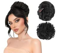 FFWTPY Chignon Riccio Messy Coda Capelli Sintetici Posticcio Acconciatura Updo Elastico Pettine Integrato (Nero Naturale)