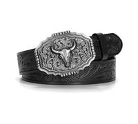 FFWTPY Cintura da Uomo Donna Cintura in Pelle con Fibbia Vintage Regolabili Stile Western Cowboy Country per Jeans 105CM