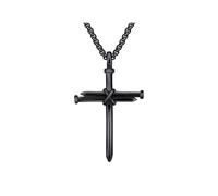 FFWTPY Collana Crocifisso Gotico Intrecciato Ciondolo Religioso Catena Robusta Gioiello Unisex Stile Vintage