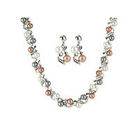 FFWTPY Collana Orecchini Perle Multicolore Elegante Parure Gioielli Donna Cristalli Brillanti Catena Ondulata