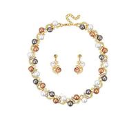FFWTPY Collana Orecchini Perle Multicolore Elegante Parure Gioielli Donna Cristalli Brillanti Catena Ondulata