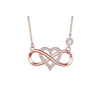 FFWTPY Collana Simbolo Infinito Cuore Intrecciato Zirconia Cubica Brillante Gioiello Elegante Catena Sottile Ciondolo Romantico