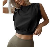 FFWTPY Donna Sportive Canotta Tank Top Scollo Tondo Crop Top Estive Magliette Sportivi Senza Maniche T-Shirt Elegante Blusa Camicetta Canottiera Running per Yoga Palestra Pilate