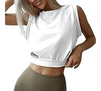 FFWTPY Donna Sportive Canotta Tank Top Scollo Tondo Crop Top Estive Magliette Sportivi Senza Maniche T-Shirt Elegante Blusa Camicetta Canottiera Running per Yoga Palestra Pilate