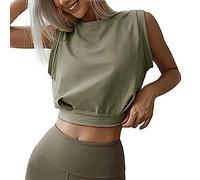 FFWTPY Donna Sportive Canotta Tank Top Scollo Tondo Crop Top Estive Magliette Sportivi Senza Maniche T-Shirt Elegante Blusa Camicetta Canottiera Running per Yoga Palestra Pilate