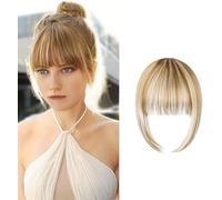 FFWTPY Extension Capelli Veri Clip Frangetta Finta Sintetica Naturale con Fringe Hairpiece Frontale Frangia Extensions Fascia Air Bangs per Donne (Oro)