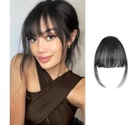 FFWTPY Extension Capelli Veri Clip Frangetta Finta Sintetica Naturale con Fringe Hairpiece Frontale Frangia Extensions Fascia Air Bangs per Donne (Nero)