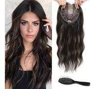 Ffwtpy Extension Capelli Veri Ondulati Con Clip Set Di 3 Pezzi Lunghezza 40cm Colore Naturale Aggiungi Volume E Lunghezza Ai Tuoi Capelli Facile Da Applicare E Rimuovere(Dark Brown)