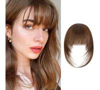 FFWTPY Frangetta Finta Capelli Clip Extension Natural Air Bangs Frontale Posticci per lo Styling Quotidiano Feste(Marrone)