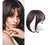 FFWTPY Frangia Clip Capelli Finta Naturale Stile Francese Leggera Sottile Posticci Frontali Attaccatura Realistica (Marrone-nero)