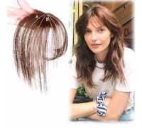 FFWTPY Frangia Clip Capelli Veri Frangetta Naturale Topper Frontale Ciuffo Capelli Lisci Estensioni Integrazione Volume