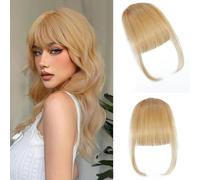 FFWTPY Frangia Frontale Tessuta a Mano con Basette Naturali 6g Capelli Veri Extension Clip Frangetta Liscia Corta Accessorio Acconciatura Parrucchino