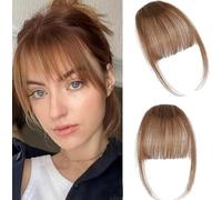 FFWTPY Frangia Frontale Tessuta a Mano con Basette Naturali 6g Capelli Veri Extension Clip Frangetta Liscia Corta Accessorio Acconciatura Parrucchino