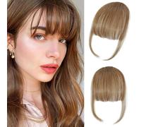 FFWTPY Frangia Frontale Tessuta a Mano con Basette Naturali 6g Capelli Veri Extension Clip Frangetta Liscia Corta Accessorio Acconciatura Parrucchino