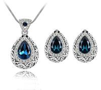 FFWTPY Goccia Cristallo Parure Gioielli Donna Collana Orecchini Argento Elegante Brillante Cerimonia Matrimonio