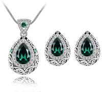 FFWTPY Goccia Cristallo Parure Gioielli Donna Collana Orecchini Argento Elegante Brillante Cerimonia Matrimonio