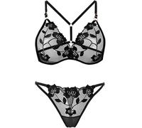 FFWTPY Lingerie Donna Pizzo Floreale Set Triangolo Completo Intimo Abbigliamento Notte Elegante Intimi Sexy Biancheria Trasparente Reggiseno e Slip