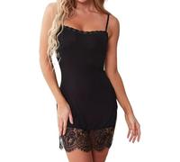 FFWTPY Lingerie Donna Pizzo Sottoveste Elegante con Spalline Sottili Abito da Notte Vestito Intimo Abbigliamento Notte Camicia Pigiama Vestaglia Completo Intimo Sexy