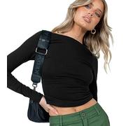 FFWTPY Maglia Schiena Scoperta Donna Maglietta Maniche Lunghe Sexy Crop Top Sottogiacca Aderente T-Shirt Tinta Unita Casual Shirt Corto Elegante Pullover