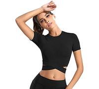 FFWTPY Maglia Sportiva da Donna Magliette a Maniche Lunghe Yoga Top Corto Senza Cuciture Camicia Sportiva Allenamento Asciugatura Rapida Magliette per Fitness Palestra