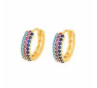 FFWTPY Orecchini a Cerchio Piccoli Multicolore Zirconia Cubica Placcati Oro 14k Gioielli Donna Eleganti Brillanti