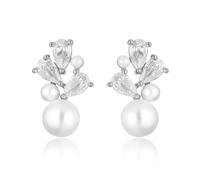 FFWTPY Orecchini Eleganti Goccia Cristallo Zirconia Perla Simulata Brillanti Argento Lusso Donna Matrimonio Cerimonia Gioielli