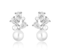 FFWTPY Orecchini Eleganti Goccia Cristallo Zirconia Perla Simulata Brillanti Argento Lusso Donna Matrimonio Cerimonia Gioielli